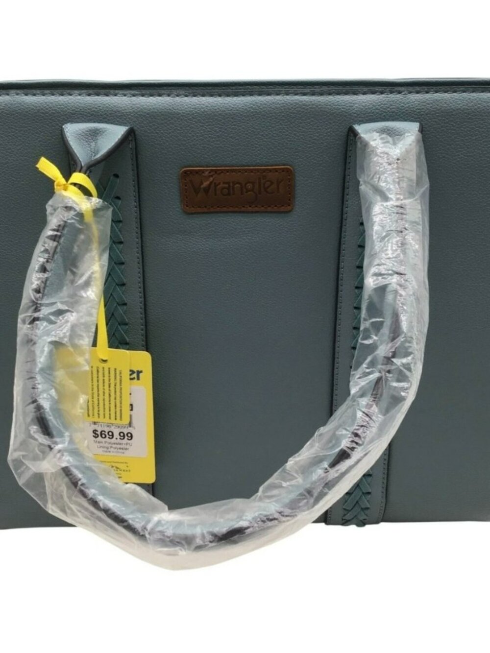 Wrangler Women’s Green Faux Leather Handbag With Braided Handles & Multiple Pock